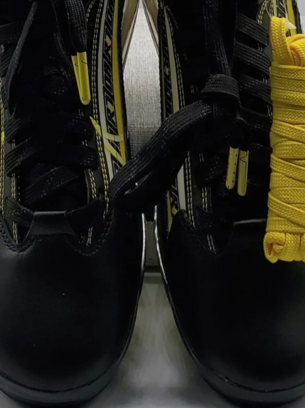 Nike Kids Racing-Style High-Top Sneakers in Black & Yellow